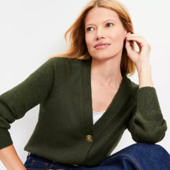 Per Se Green V Neck Lightweight Long Sleeve Knit Cardigan Medium NWT Capsule - Picture 1 of 15